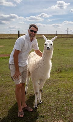 Andreas Widhalm mit einem unserer Lamas